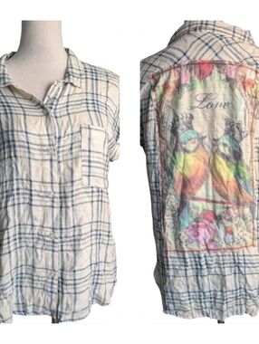 The Nu Vintage Distressed button-down blouse in size Large, NWT